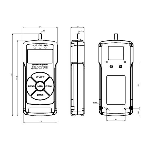 MTM系列內(nèi)置傳感器推拉力計結構尺寸圖